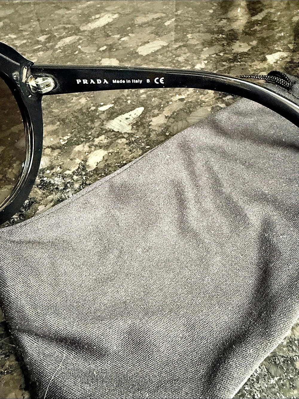 Prada Cinema Studded Round Sunglasses SPR 13Q Black & Gray - Picture 4 of 4